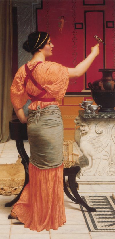 Lesbia con su gorrión de John William Godward